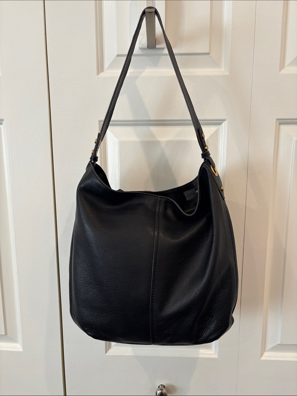 NWOT - Black Leather Shoulder Hobo Bag with Suede Sides